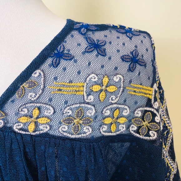 NWOT Free People Joyride Tulle Embroidered Blouse - Picture 5 of 8